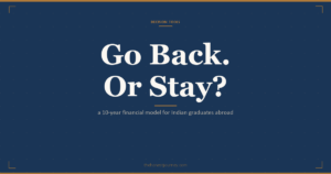 Return to India after studying abroad, cover image on a ten-year financial comparison of both paths