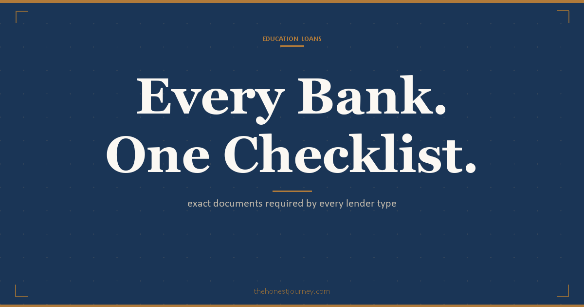 Documents required for an education loan, cover image of the paperwork an Indian student needs to apply