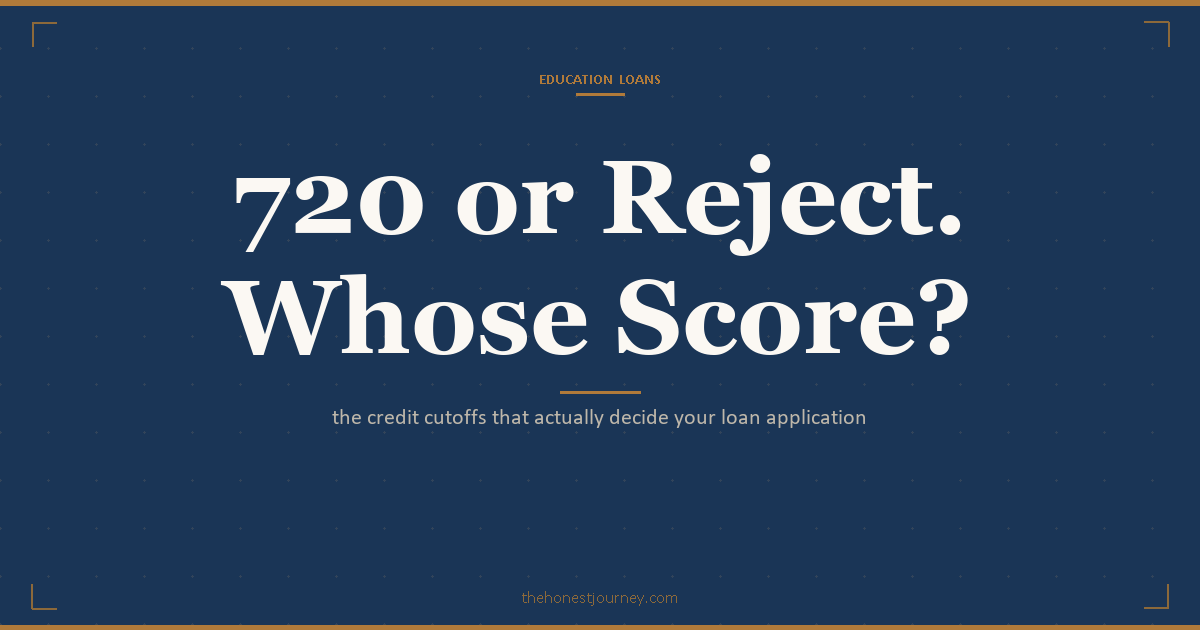 CIBIL score requirements for education loan in India - showing co-applicant credit cutoffs by lender category