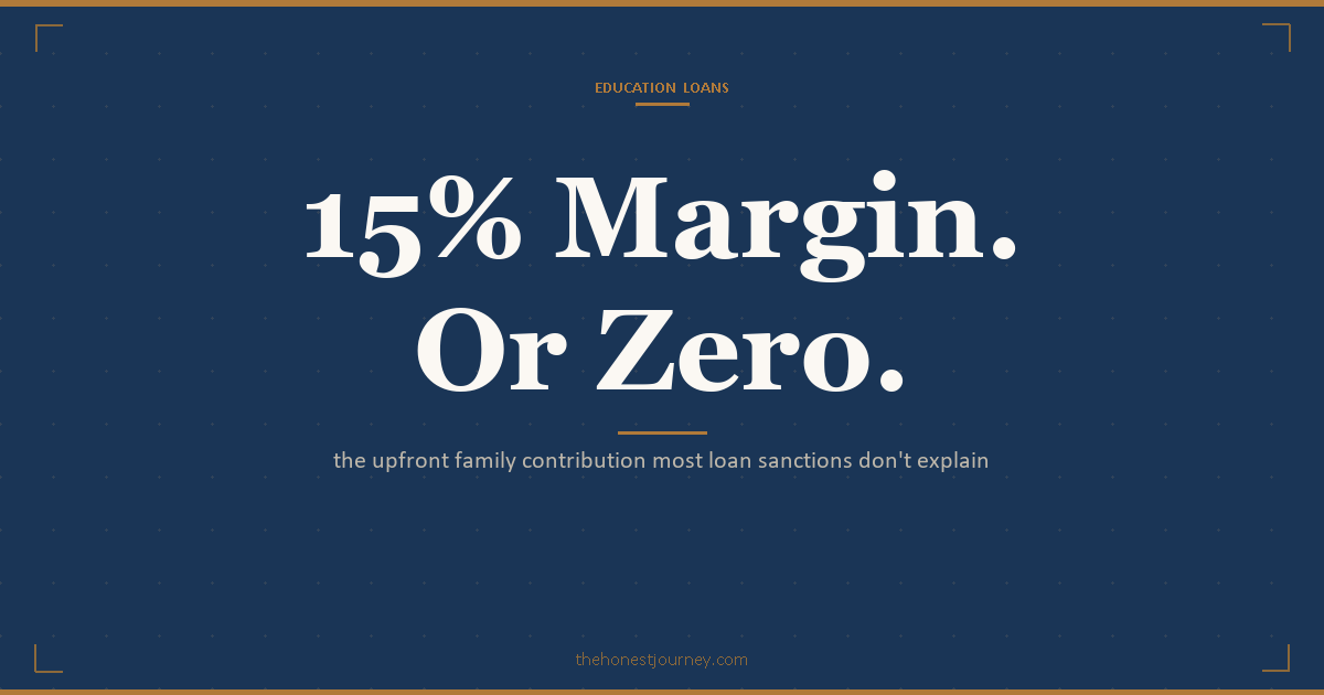 Margin money in education loan India: the family contribution percentage banks require upfront before disbursement, by loan size and lender category