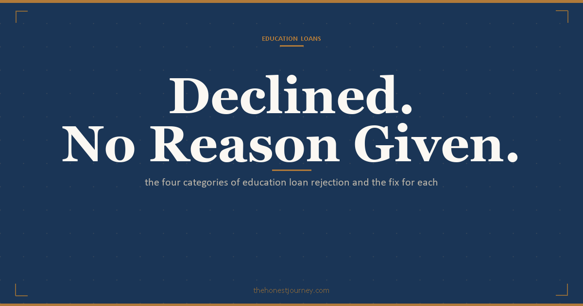 Education loan application rejection reasons in India: the four diagnostic categories and the practical fix path for each type