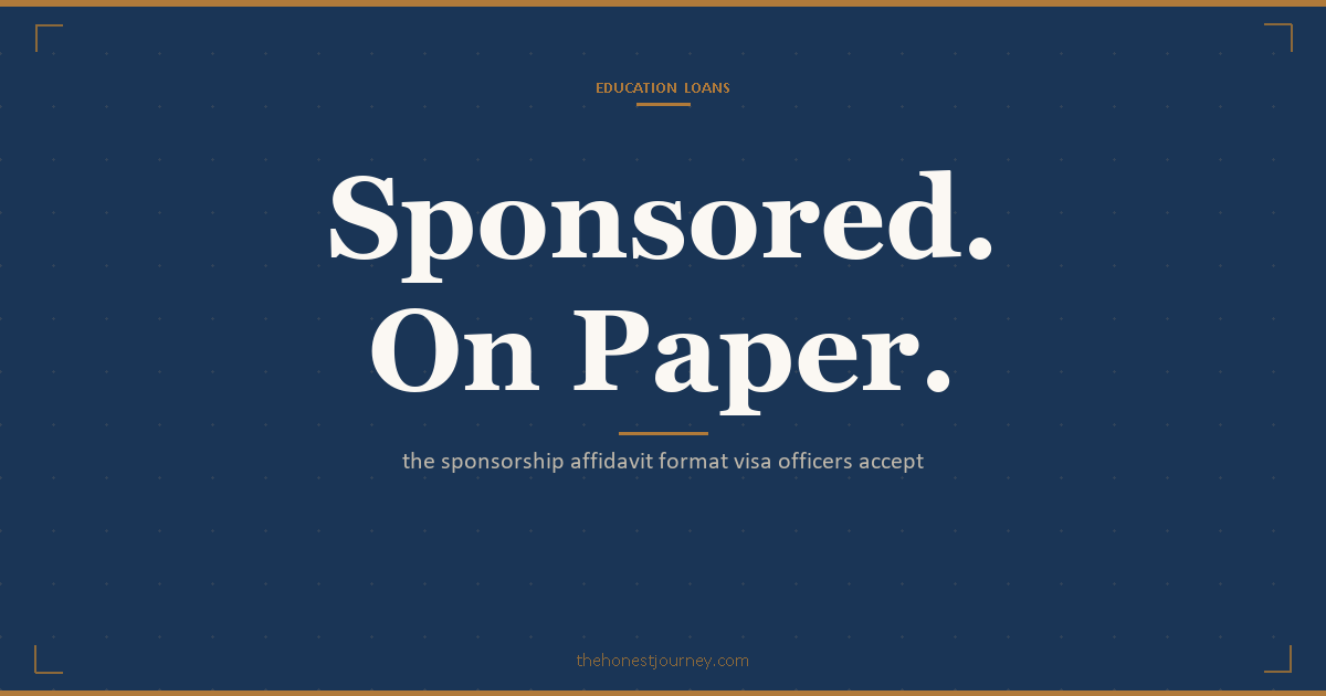 Sponsorship affidavit for a student visa: the format, a sample to adapt, the documents it needs, and notarisation on stamp paper
