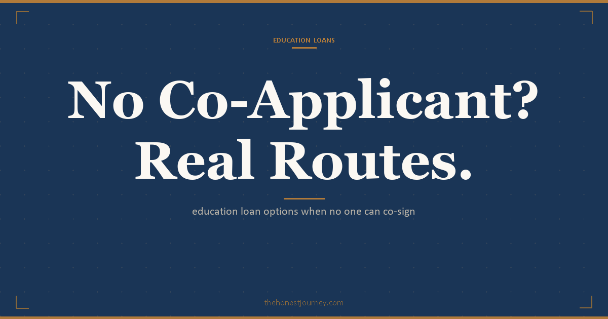 Education loan without a co-applicant in India: the USD lender route, own-name collateral, and scholarship stacks for students with no co-signer
