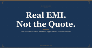 Education loan EMI calculator real math: how moratorium interest capitalises a Rs 30L sanction into Rs 42L principal at EMI start, and the honest cost