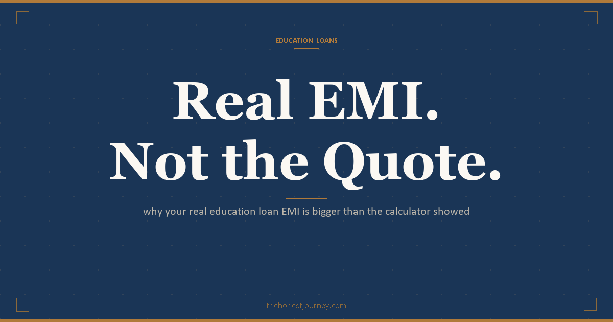 Education loan EMI calculator real math: how moratorium interest capitalises a Rs 30L sanction into Rs 42L principal at EMI start, and the honest cost