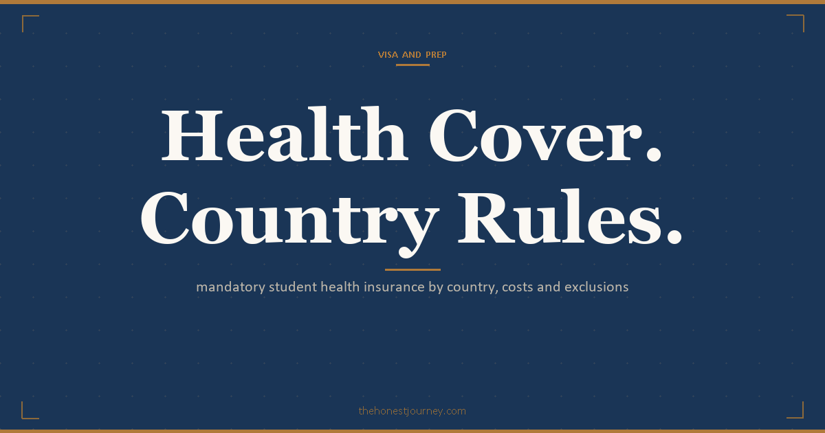 Health insurance for study abroad by country: UK IHS GBP 776, Australia OSHC AUD 600 to 850, USA university health plan USD 2K to 4K, Germany statutory, Ireland private