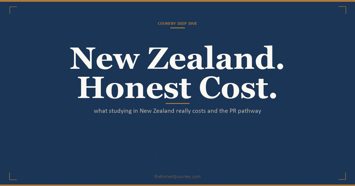 Study in New Zealand for Indian students: 8 universities, tuition NZD 22K to 45K, living NZD 20K to 25K, post-study work visa, Skilled Migrant PR pathway