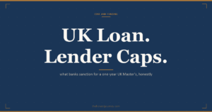 Education loan for UK for Indian students: PSU caps to ₹1.5 crore, CAS as sanction basis, 28-day funds and IHS timing, margin money, worked INR example