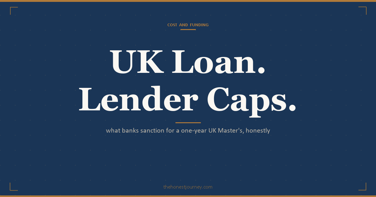 Education loan for UK for Indian students: PSU caps to INR 1.5 crore, CAS as sanction basis, 28-day funds and IHS timing, margin money, worked INR example