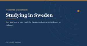 Editorial title card reading Studying in Sweden, the source checked guide for Indian students