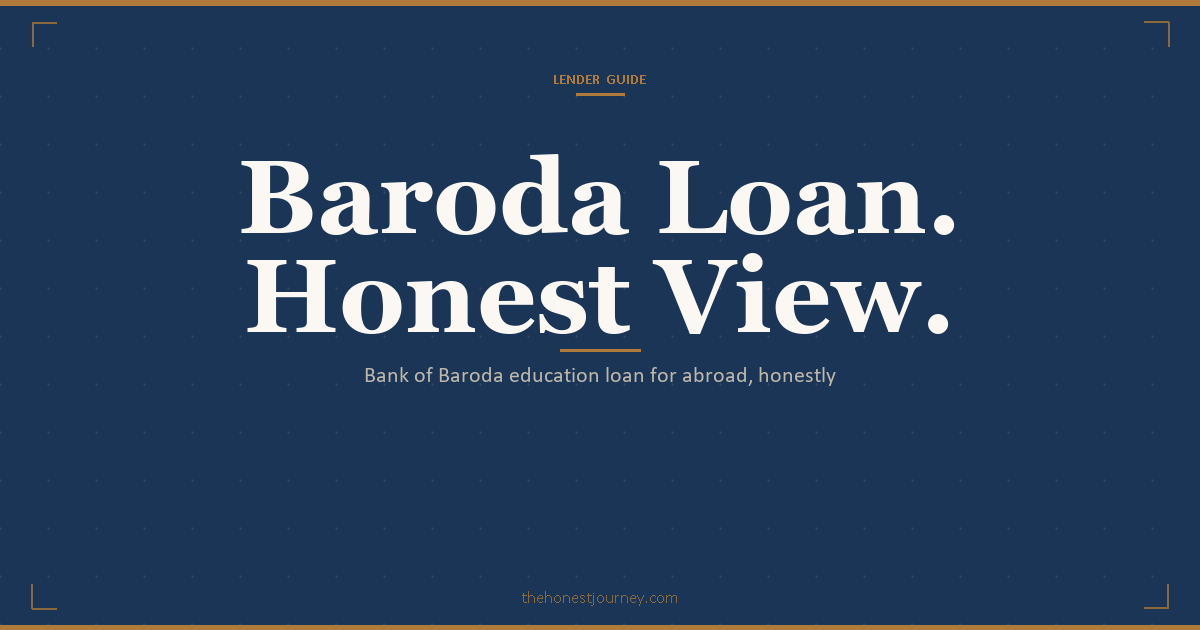 Bank of Baroda education loan for abroad: Baroda Scholar scheme, premier-institute concession list, collateral thresholds, interest rate, margin money, who the scheme actually fits