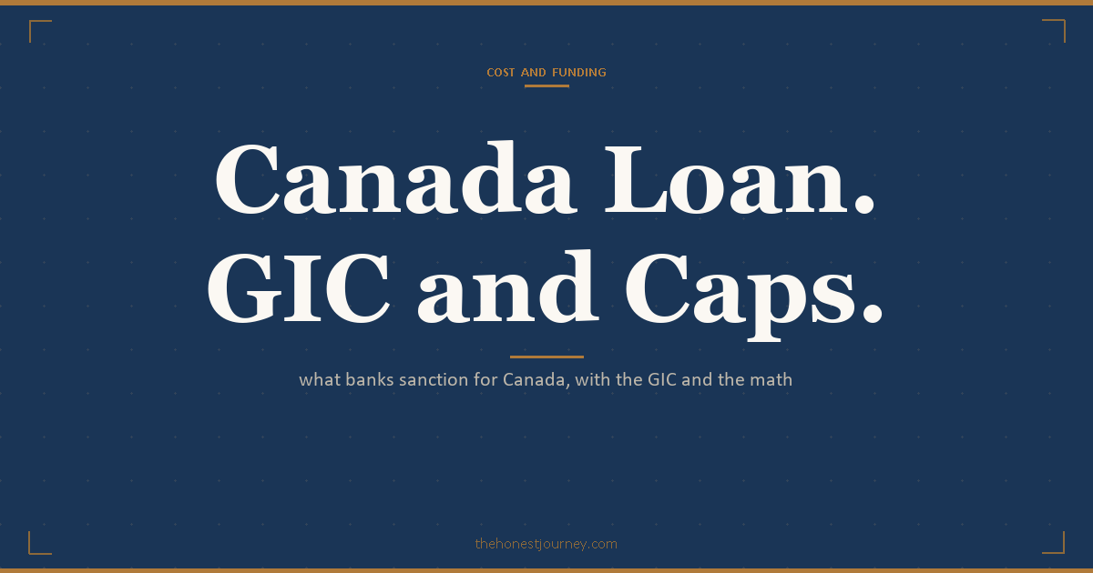 Education loan for Canada for Indian students: PSU bank caps to INR 1.5 crore, GIC of CAD 20,635 as the visa funding proof, SDS vs non-SDS, collateral thresholds, worked INR example