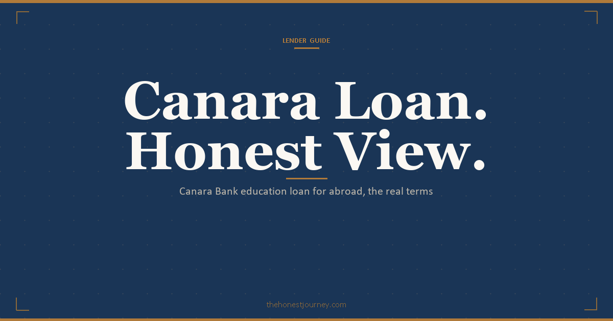 Canara Bank education loan for abroad: the IBA model scheme product, caps and collateral thresholds, interest rate, margin money, who the Canara overseas education loan actually fits