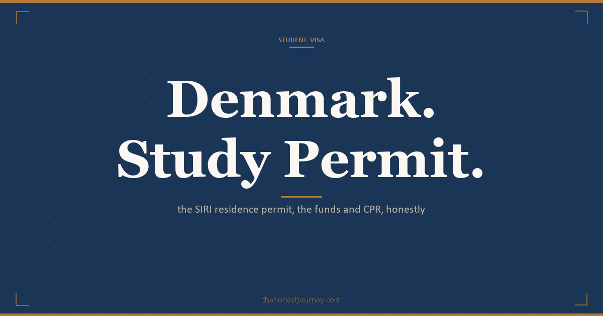 Denmark residence permit for studies for Indian students: the SIRI application, the DKK 2,010 fee, the self-support funds of about DKK 6,397 per month, biometrics at VFS, CPR registration and work rights