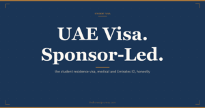 UAE student residence visa for Indian students: sponsored by the university or academic free zone, entry permit, in-country status change, Emirates ID, mandatory medical fitness test, work rights and the Golden Visa route